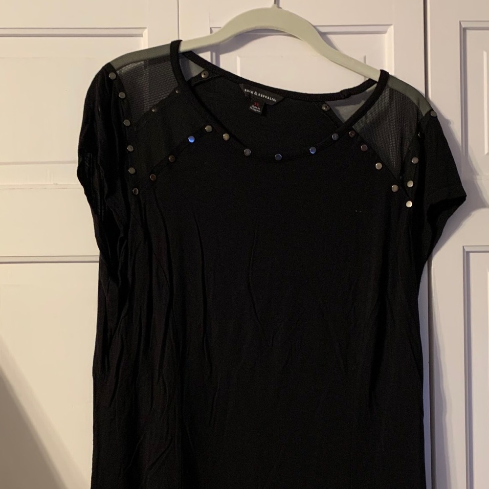 Rick and republic sheer shoulder black t shirt